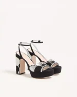Valentino Bowow Platform Sandal In Moiré Fabric With Crystals 115Mm - Image 6